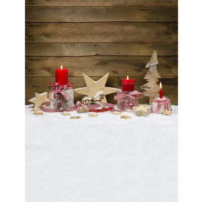 

Xmas Red Candles Photo Backdrop 57FT Vinyl Fabric Cloth Digital Printing Photo Background st-530