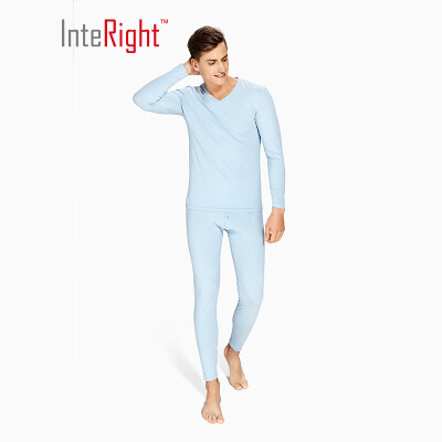 

INTERIGHT Qiuyi Qiuku 50S long-staple cotton spandex comfortable warm male V-neck suit ingenuity to create Jingshu cotton craft gray XL