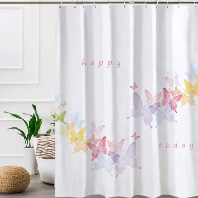 

Mercure guest Nordic polyester padded shower curtain butterfly dance 180200CM plumb waterproof mildew impervious machine shower curtain hotel bathroom curtain waterproof partition curtain