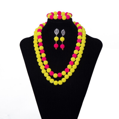 

Variety Multi-color Womens Jewelry Bridal African Beads Jewelry Set Nigerian Wedding Necklace Earring Bracelet Set Free Shipping