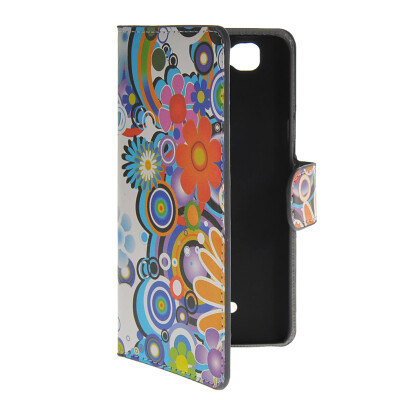 

MOONCASE Flower style Leather Side Flip Wallet Card Slot Stand Pouch чехол для Wiko Rainbow / 4G