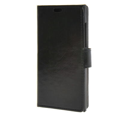 

MOONCASE Leather Wallet Card Slot Bracket Back Case Cover for BlackBerry Leap Black