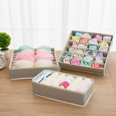 

Double peach SHUANG TAO underwear storage box classification storage box Oxford cloth underwear bra socks storage box three-piece khaki