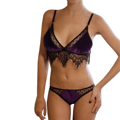 

Sexy Women Lace Floral Bralette Push Up Bra G-string Set Lingerie Sleepwear Gift