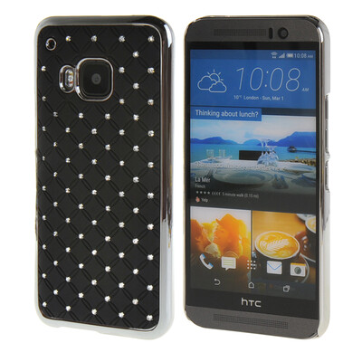

MOONCASE HTC One М9 Футляр Роскошные Chrome горный хрусталь Bling Звезда Вернуться Дело Чехол для HTC One M9 Черный