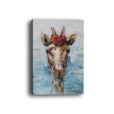 

Cartoon giraffe decorative painting with frame canvas modern living room bedroom background wall