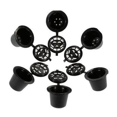 

UpperX 6 reusable coffee filters filled coffee capsule shell with 2 plastic spoons&2 cleaning brushes