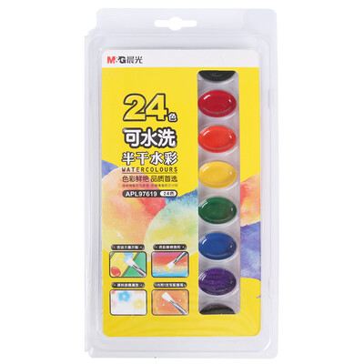 

Morning light M & G APL97619 Art special washable semi-dry watercolor painting solid pigment 24 color box gift pen