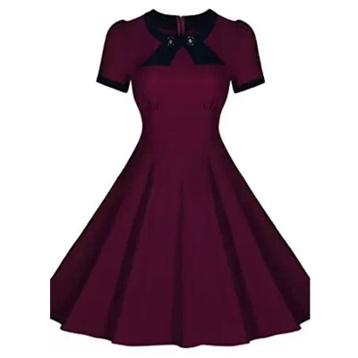 

Women' Fashion Round Neck Was Thin Short-Sleeved Dress Big Swing