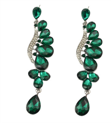

Idealway 5 Colors Blue Black Green Purple Clear New Fashion Crystal Drop Rhinestone Long Dangle Earrings Womenm Jewelry