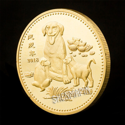 

Lucky dog commemorative coin Chinese characteristics lucky animal Goldsilver plated coin travel gifts