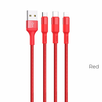 

HOCO 3in1 USB Charger Cable For iPhone X 6 7 8 Android Micro USB Cable Type C For Samsung S9 Xiaomi 8 Phone Fast Charging Cable