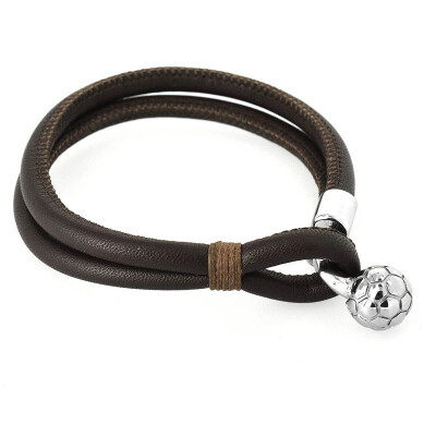 

Double Layer Genuine Leather Football Charm Bracelet