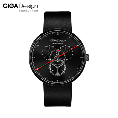 

CIGA Design watch I series fashion creative quartz watch 43mm men&women time machine gear table black belt I011-BLBL-1