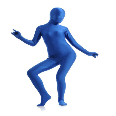 

Womens Spandex Zentai Full Bodysuit Dark Blue Lady Back Zipper Tights Dancewears Womens Catsuit Fancy Halloween Costumes