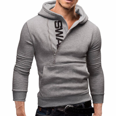 

Hooded Cotton Blends Patchwork Long Sleeve Plus Size Mens Slim Hoodies