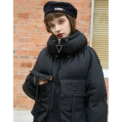 

PASS2018 new winter black down jacket female long section loose fashion warm jacket thickening tide 68409PA12014 black
