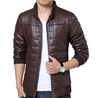 

Zogaa New Winter Men's Cotton-padded Jacket Thick Leather Splice