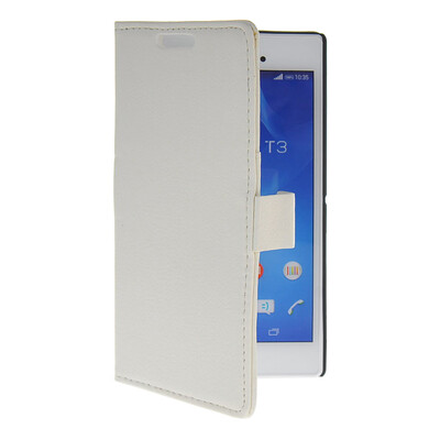 

MOONCASE Slim Leather Flip Wallet Card Pouch with Kickstand Shell Back ЧЕХОЛ ДЛЯ Sony Xperia T3 White