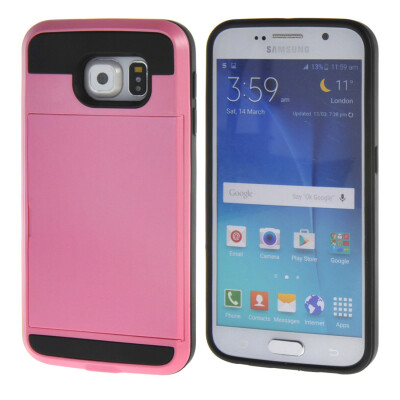 

MOONCASE Case for Samsung Galaxy S6 Soft Silicone Gel TPU Skin With Card Holder Protective Case Cover Pink