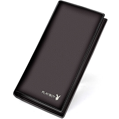 

Playboy PLAYBOY Mens Long Wallet Youth First Layer Leather Clip Wallet Zipper Card Pack PAA3581-8C Brown