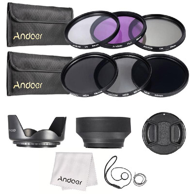 

49mm52mm55mm 58mm62mm67mm72mm UV CPL FLD ND 2 4 8 Lens Filter Kit Pouch Hood Cap for Canon Nikon X9I6