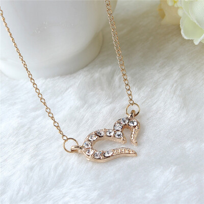 

MyMei Women's Fashion Chain Rhinestone Gift Crystal Love Heart Pendant Necklace