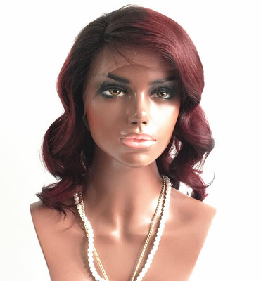 

T-top Hair Burgundy Ombre With Dark Roots Natural Wave Lace Front Human Hair Wigs With Natural Hairline And Baby Hair For Ladies