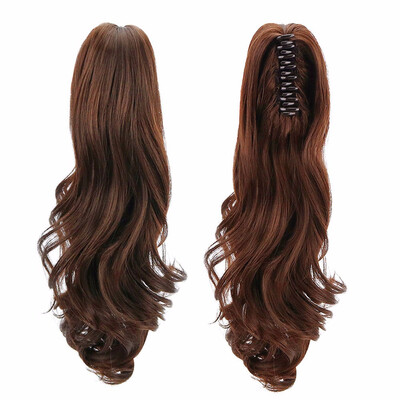 

Synthetic Ponytail Wig Hair Extensions Claw on Hairpiece 18inch Long Wave Blonde Clip In Ponytail Hair Extensions Heat Resistant