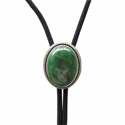 

New JEANS FRIEND Original Handcraft Nature Green Stone Oval Bolo Tie