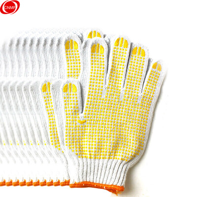 

Mutual 8032-2 bleached cotton yarn beaded plastic gloves non-slip wear-resistant PVC plastic gloves protective gloves driver driving dust bleaching bead gloves white 12
