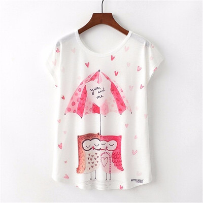 

Summer Women T Shirt lovely Harajuku Kawaii Cute Style Letter Print T-shirt