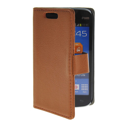 

MOONCASE Slim Leather Flip Card Pouch with Kickstand Shell Back Case Cover for Samsung Galaxy Trend Lite S7390 S7392 Brown