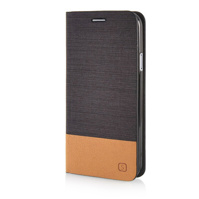 

MOONCASE Canvas Design Leather Side Flip Wallet Pouch Stand Shell Back ЧЕХОЛ ДЛЯ Samsung Galaxy E5 Coffee