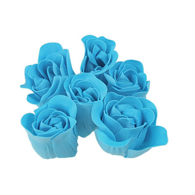 

6PCS Bath Body Roses Flower Petal Soap Heart Box Gift Wedding Favor Decoration BLUE