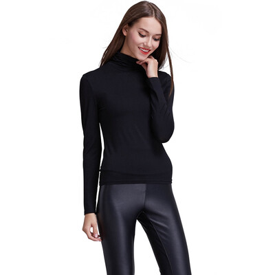 

POPBASIC Women's Basic Long Sleeve High Turtle Neck T-shirt