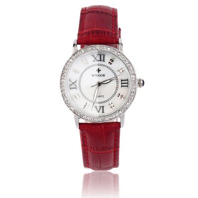 

WWOOR Elegant Crystal Women Round Quartz Wrist Watch Office Lady Watch