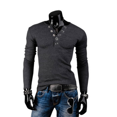 

Zogaa New Mens T-shirt Long Sleeve V-neck Slim