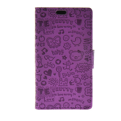 

MOONCASE Cute Little Witch Leather Side Flip Wallet Card Holder Stand Pouch ЧЕХОЛ ДЛЯ Sony Xperia E4 Purple