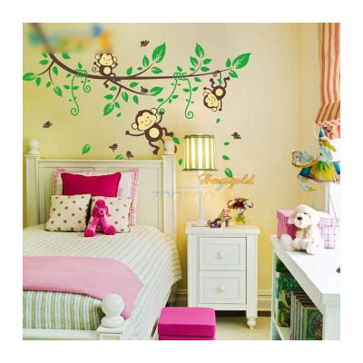 

Съемный Джунгли обезьян играть стикеров стены Таблички Nursery Decor Детская комната Lovely