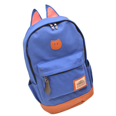 

Women Girl Cat Ear Backpack Schoolbag Campus canvas Bag Outdoor hiking Rucksack