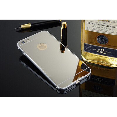 

For Apple iPhone 6 Shining cMirror effect Hybrid case For Apple iPhone 6S Glitter Aluminum Alloy Meta frame back cover Bumper