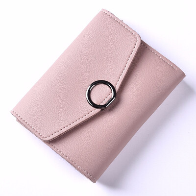 

Ladies purse female short Korean Edition round buckle Student Wallet simple large capacity little clear novice bag