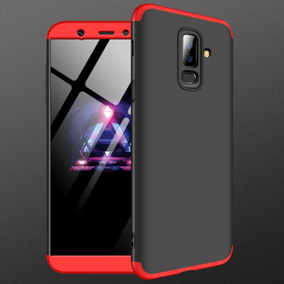 

MOONCASE Three-parts structure design Full Protection Hard Plastic Combination Case for Samsung Galaxy A6 Plus 2018 Black Red