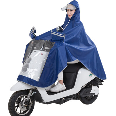 

YUHANG outdoor riding adult electric battery motorcycle raincoat men&women single poncho big hat 3XL blue