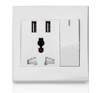 

Dual USB Power Wall Socket Charging DC5V white with LED USEUUK