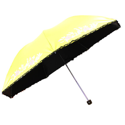 

Paradise umbrella walk pastoral black&white color plastic three fold pencil sunny umbrella umbrella yellow green 33015E