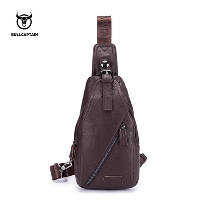 

BULLCAPTAIN 2018 hombres hombro bolsos marca casual bolsas de mensajero moda masculina cuero genuino Crossbody bolso hombres pecho