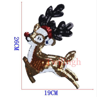

twilingh Patches Sewing Iron-On Accessories Patchworks Cartoon Deer Embroidered Sequined Patches For Clothing