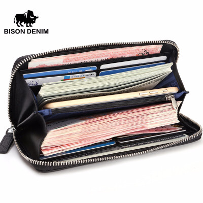 

Fashion Genuine Leather Mens Wallet Alligator Pattern Long Wallet Male Large Capacity Phone Clutch Zipper Wallet